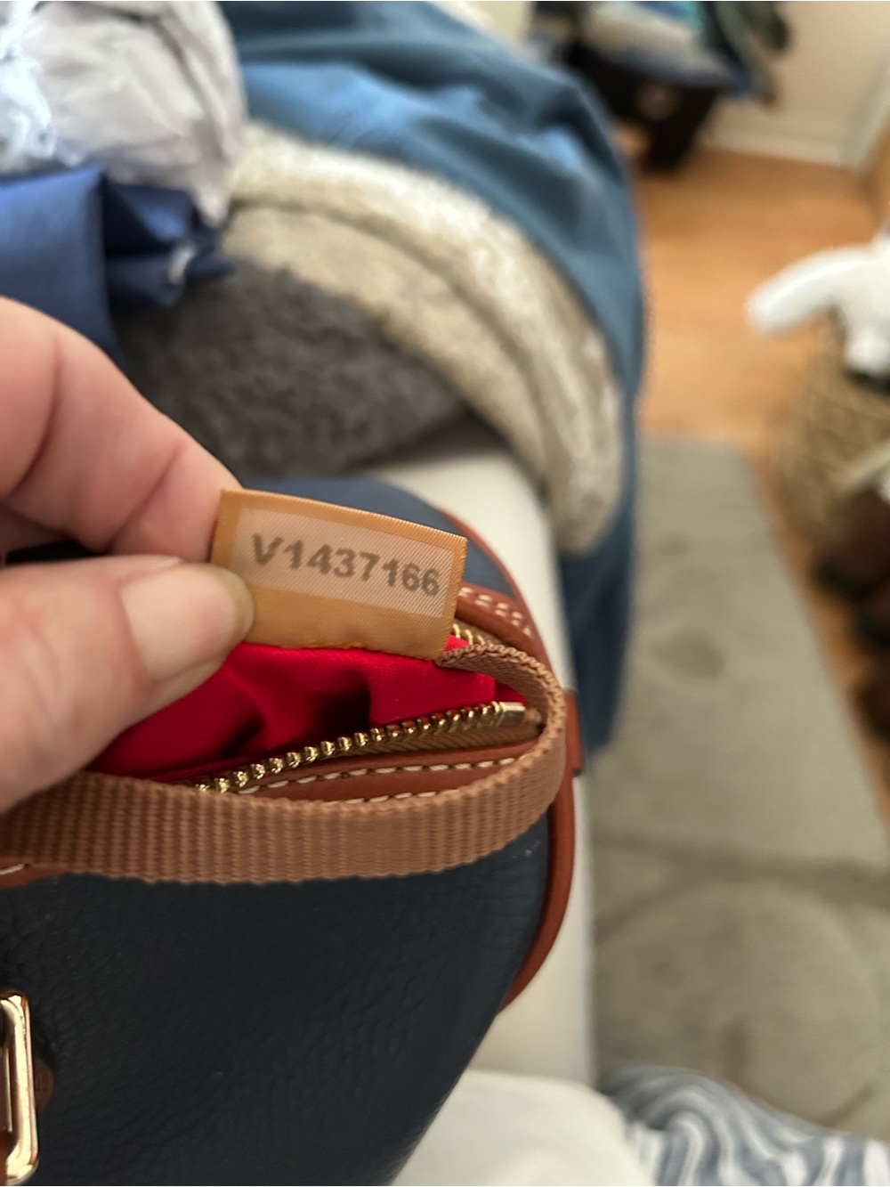 Dooney & Bourke Midnight Navy and Brown Leather Duffel Bag with Wallet - Picture 14 of 15